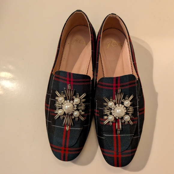 J. Crew Shoes - J CREW Women's Plaid Loafers with Embellishments | 6M